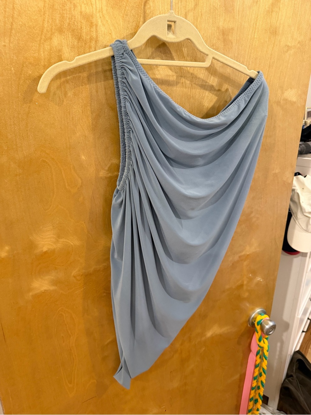 Norma Kamali Draped Asymmetric Light Blue Skirt